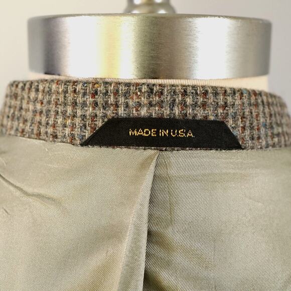 Imperial by Haggar Sport Coat Mens 42L Gray Check Wool Tweed Jacket Blazer Vtg - Picture 14 of 15